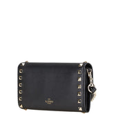ヴァレンティノ ロックスタッズ 長財布 ブラック ゴールド レザー レディース VALENTINO 【中古】